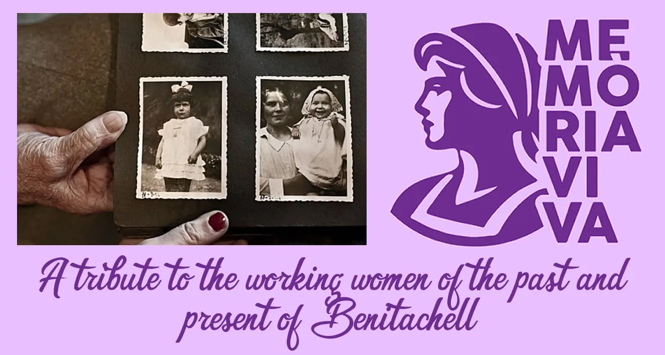 Poster for Memoria Viva, a tribute to the working women of the past and present of Benitachell, with old family photographs